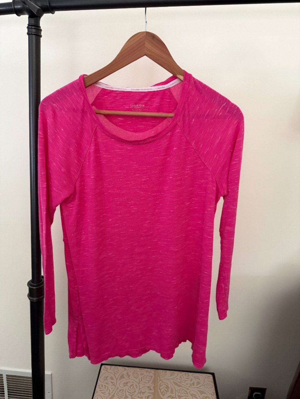Calvin Klein Performance Hot Pink Space Dye Long Sleeve Workout Top
